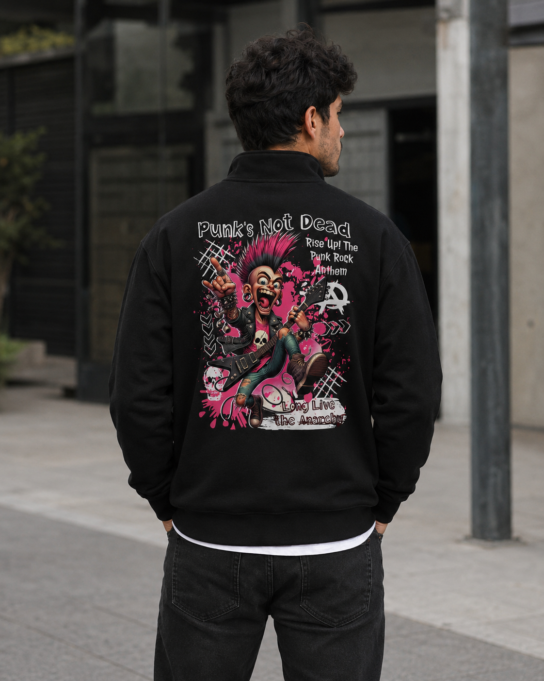 ZN Punk Anthem Quarter Zip Pullover Sweatshirt