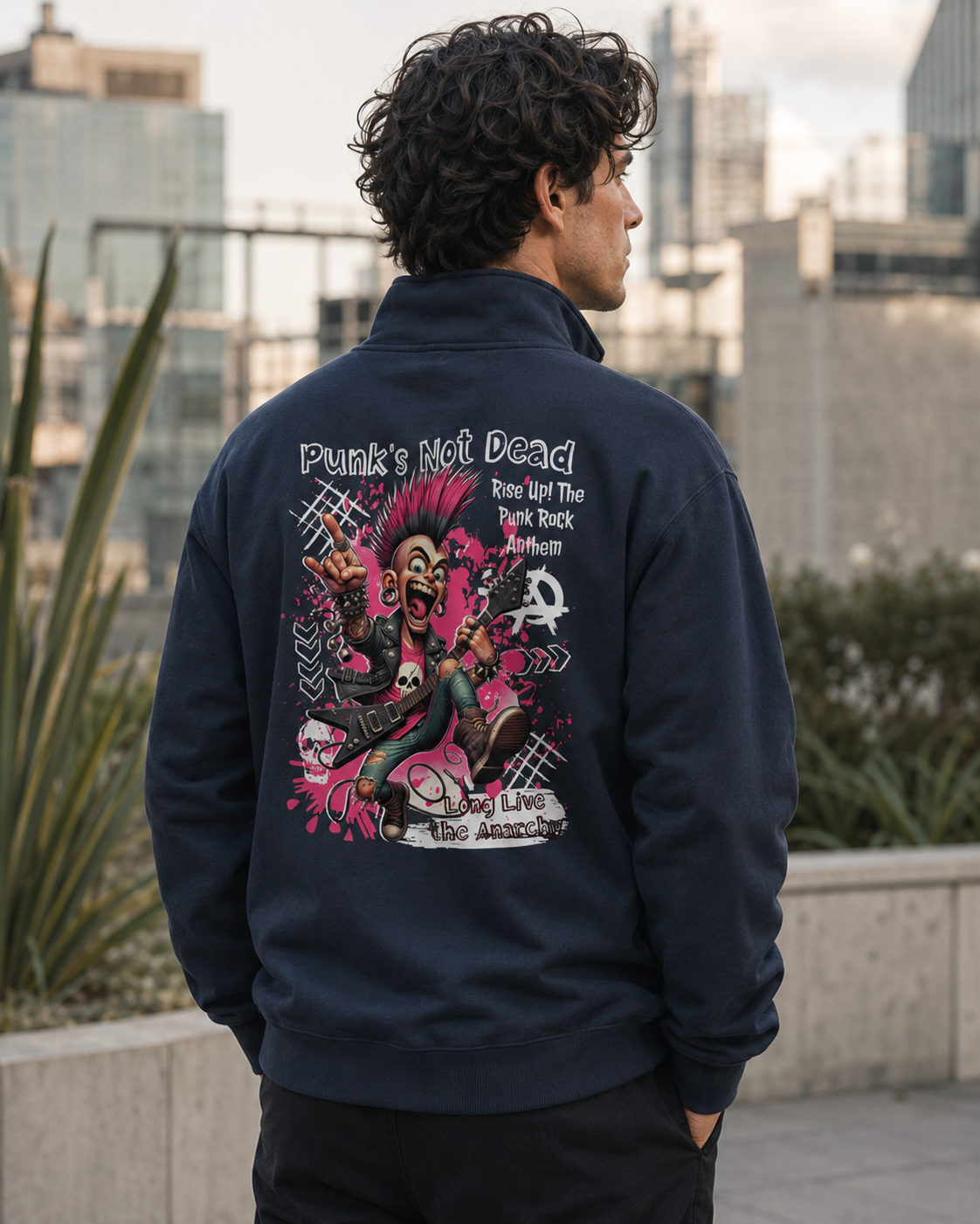 ZN Punk Anthem Quarter Zip Pullover Sweatshirt