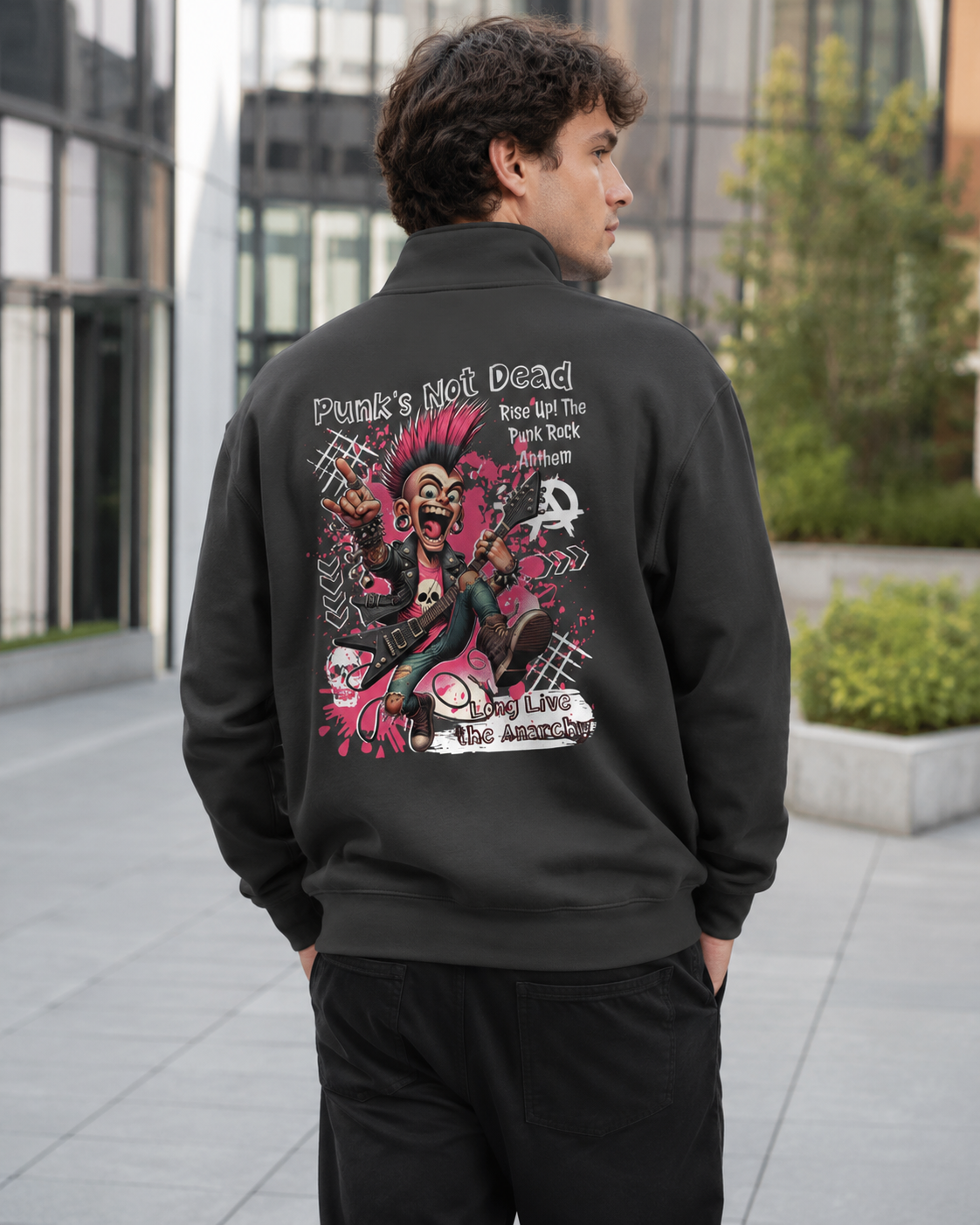 ZN Punk Anthem Quarter Zip Pullover Sweatshirt